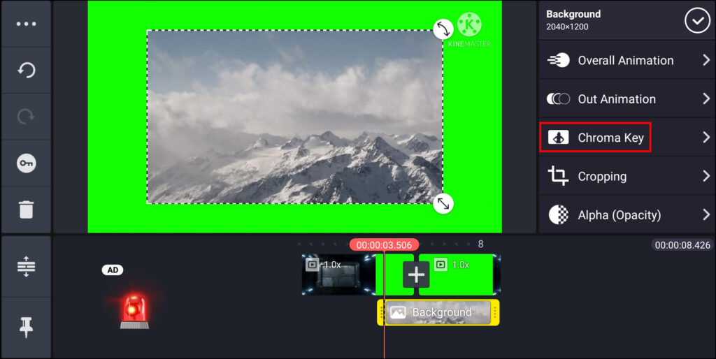 Apply chroma key Effect - KineMaster Mod APK
